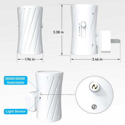 Imagem de Luz Noturna LED WSKVEZZA - Plug-in, 3000K/5000K, Sensor Crepuscular - Pacote com 2