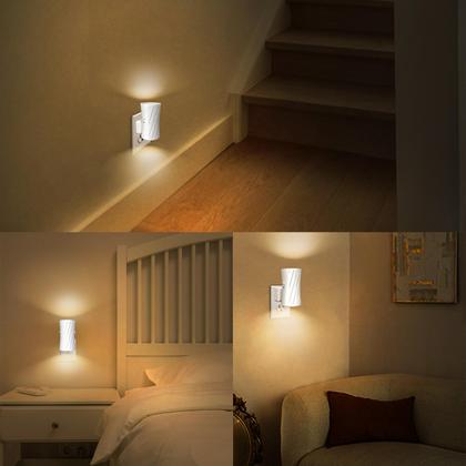Imagem de Luz Noturna LED WSKVEZZA - Plug-in, 3000K/5000K, Sensor Crepuscular - Pacote com 2