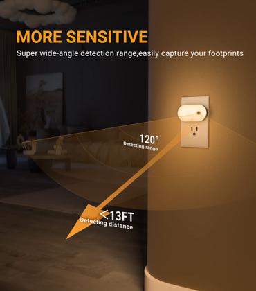 Imagem de Luz noturna Lyridz Plug in com sensor de movimento 1-120LM, pacote com 6