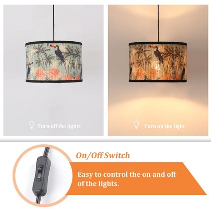 Imagem de Luz pendente Eoiips Bamboo Lâmpada suspensa de 4,5 m com interruptor