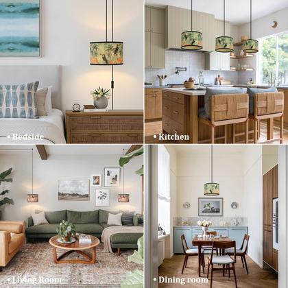 Imagem de Luz pendente Eoiips Bamboo Lâmpada suspensa de 4,5 m com interruptor