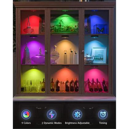 Imagem de Luz Puck RGB Recarregável 1200mAh Regulável Por Toque Luz Noturna Para Abaixo Do Armário Com