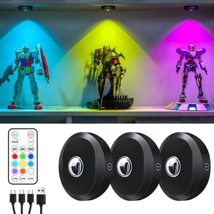 Imagem de Luz Puck RGB Recarregável 1200mAh Regulável Por Toque Luz Noturna Para Abaixo Do Armário Com