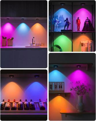 Imagem de Luz Puck RGB Recarregável 1200mAh Regulável Por Toque Luz Noturna Para Abaixo Do Armário Com