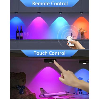 Imagem de Luz Puck RGB Recarregável 1200mAh Regulável Por Toque Luz Noturna Para Abaixo Do Armário Com