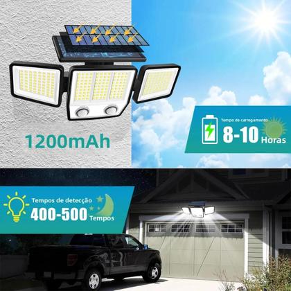 Imagem de Luz Solar De Inundação 3000LM Com Detector De Movimento Dual PIR, 3 Modos, 270 graus Iluminação À