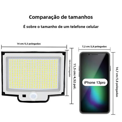 Imagem de Luz Solar de Parede com Sensor de Movimento - 318 LEDs Super Brilhantes - IP65 à Prova D'Água