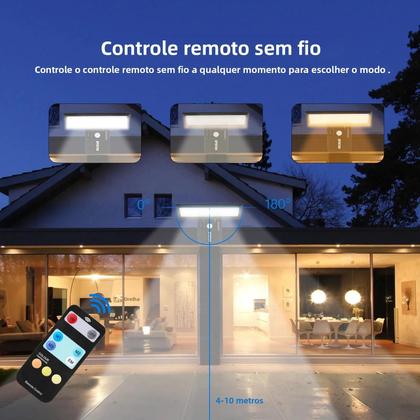 Imagem de Luz Solar Externa Com Sensor De Movimento 90LED 3 Cores 4 Modos À Prova d'Água Para Varanda Jardim