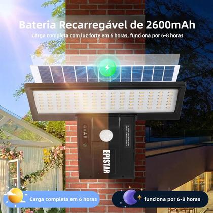 Imagem de Luz Solar Externa Com Sensor De Movimento 90LED 3 Cores 4 Modos À Prova d'Água Para Varanda Jardim
