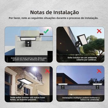Imagem de Luz Solar Externa Com Sensor De Movimento 90LED 3 Cores 4 Modos À Prova d'Água Para Varanda Jardim