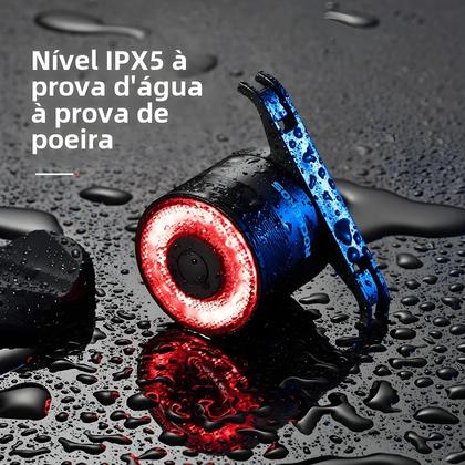 Imagem de Luz Traseira de Bicicleta à Prova d'Água com Carregamento USB e Freio Inteligente