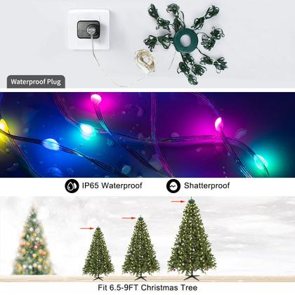 Imagem de Luzes de corda de árvore de Natal 2win2buy 160 LED IP65 à prova d'água
