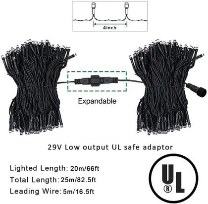 Imagem de Luzes de corda de Natal weillsnow 200 LED 20 m à prova d'água