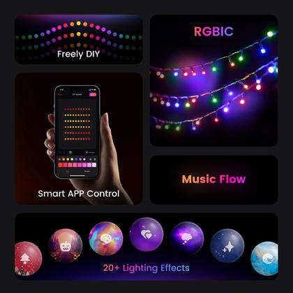 Imagem de Luzes de corda de Natal YEELIGHT 10m 100 LEDs Bluetooth