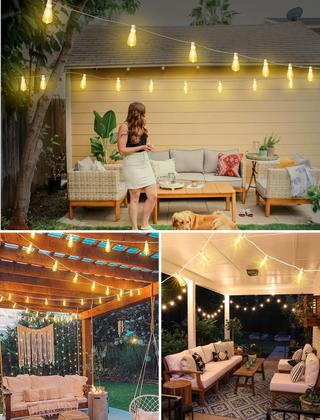 Imagem de Luzes de corda externas Larkvue 15m com 20+1 2700K LED à prova d'água