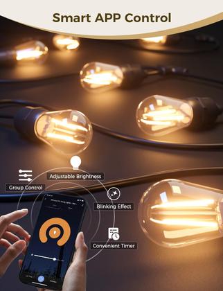 Imagem de Luzes de corda externas XMCOSY+ 37,5 m 123 pés LED à prova d'água