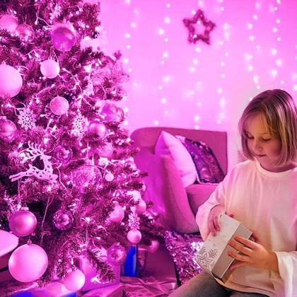 Imagem de Luzes de corda FULLBELL Pink 20m 200 LED ao ar livre