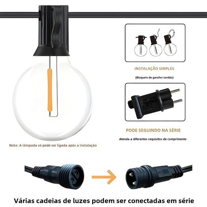 Imagem de Luzes de Corda LED G40 à Prova D'Água - Ideal para Jardim, Terraço, Festa e Natal