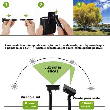 Imagem de Luzes de Corda LED Solar à Prova d'Água para Jardim - Decoração com Guirlanda de Fadas