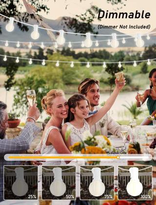 Imagem de Luzes de corda SUNSGNE G40 LED branco fosco 25m 27 lâmpadas