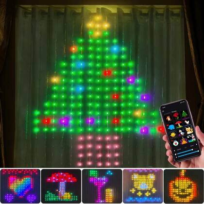 Imagem de Luzes De Cortina LED RGB 2mx2m 3mx3m Com Controle Remoto IR Alimentadas Por USB Para Natal E
