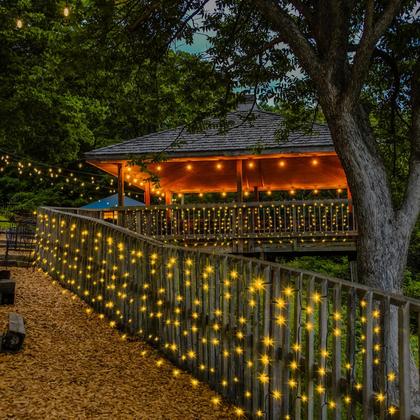 Imagem de Luzes de cortina solar DBFAIRY 300 LED 6m x 1m impermeáveis brancas quentes