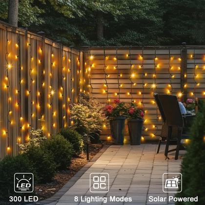 Imagem de Luzes de cortina solar DBFAIRY 300 LED 6m x 1m impermeáveis brancas quentes