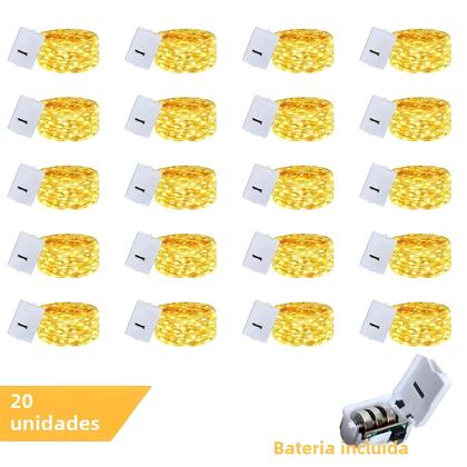 Imagem de Luzes de Fada LED com Fio de Cobre - 20 Unidades, 3 Modos e Alimentação por Bateria