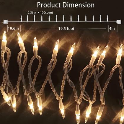 Imagem de Luzes de Natal HISHINY 100 Count Mini Clear 6,4 m