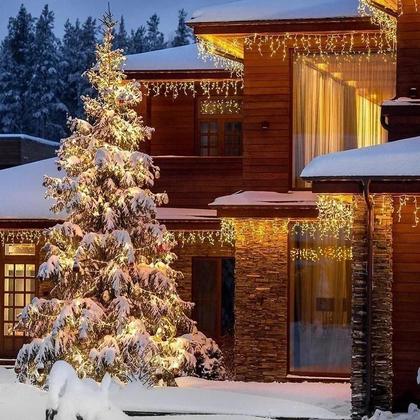 Imagem de Luzes De Natal LED Em Cortina Para Exterior, Luzes Decorativas De Casamento De 4Mx0.6M Com Plugue EU