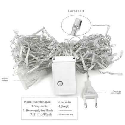 Imagem de Luzes De Natal LED Em Cortina Para Exterior, Luzes Decorativas De Casamento De 4Mx0.6M Com Plugue EU