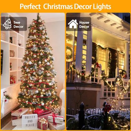 Imagem de Luzes de Natal SANJICHA, pacote com 2, 20 m, 200 LED, branco quente