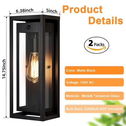 Imagem de Luzes de parede externas Slypadan 15 Motion Sensor, pacote com 2