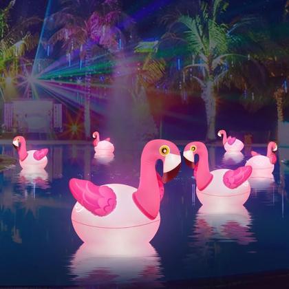 Imagem de Luzes de piscina flutuantes GOBUYFUN Solar Flamingo infláveis