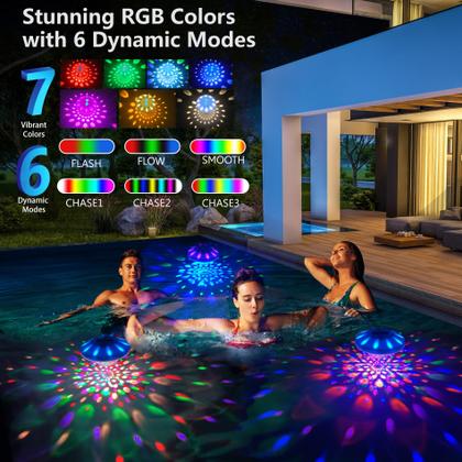 Imagem de Luzes de piscina flutuantes WANTERONG recarregáveis RGB, pacote com 1 pacote