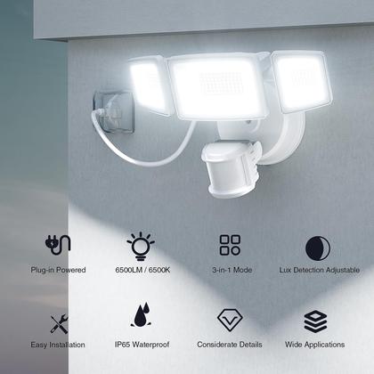 Imagem de Luzes externas Onforu 65W LED Motion Sensor 6500LM 6500K