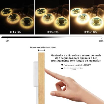 Imagem de Luzes LED COB Dimmable 12V Com Sensor De Movimento E Interruptor Touch Para Armário De Cozinha E