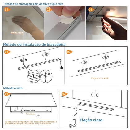 Imagem de Luzes LED Com Sensor De Movimento Para Abaixo De Armários 30 40 50cm Interruptor De Toque Para
