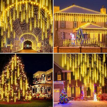 Imagem de Luzes LED para Chuva de Meteoros - 8 Tubos para Decoração de Jardim de Natal