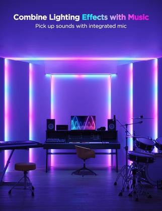 Imagem de Luzes LED Strip Govee RGBIC de 16,4 pés com capas funcionam com Alexa