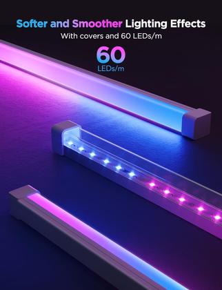 Imagem de Luzes LED Strip Govee RGBIC de 16,4 pés com capas funcionam com Alexa