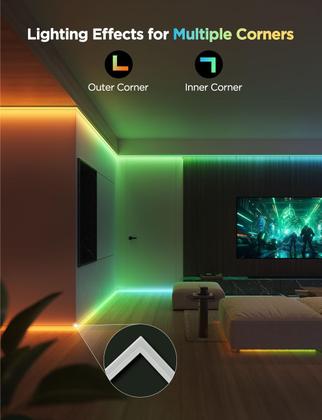 Imagem de Luzes LED Strip Govee RGBIC de 16,4 pés com capas funcionam com Alexa