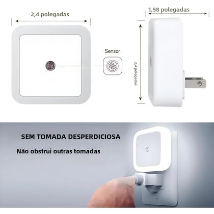 Imagem de Luzes Noturnas LED Para Quarto Infantil, Banheiro, Escada E Corredor, Luz Mini Quadrada Com Sensores
