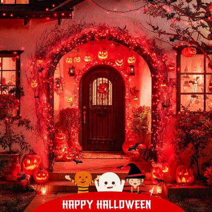 Imagem de Luzes solares de corda JMEXSUSS 200 LED vermelhas 8 modos à prova d'água