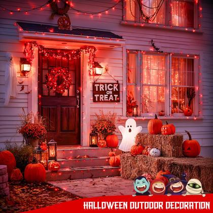 Imagem de Luzes solares de corda JMEXSUSS 200 LED vermelhas 8 modos à prova d'água