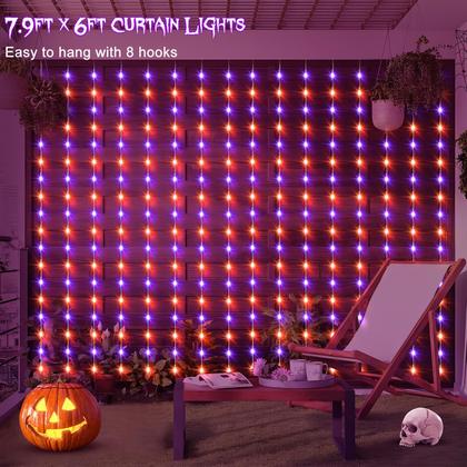 Imagem de Luzes solares de cortina de Halloween echosari 2.4x1.8m 144 LED IP65