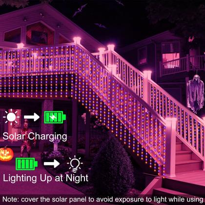 Imagem de Luzes solares de cortina de Halloween echosari 2.4x1.8m 144 LED IP65