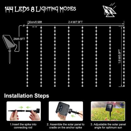 Imagem de Luzes solares de cortina de Halloween echosari 2.4x1.8m 144 LED IP65