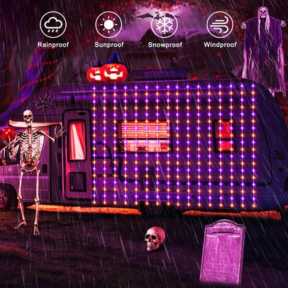 Imagem de Luzes solares de cortina de Halloween echosari 2.4x1.8m 144 LED IP65