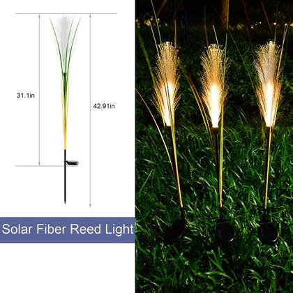 Imagem de Luzes solares de jardim Fibra óptica decorativa ao ar livre 2 unidades de luzes solares alimentadas por flores ip65 estacas de jardim à prova d'água luzes decorativas para estrada de quintal
